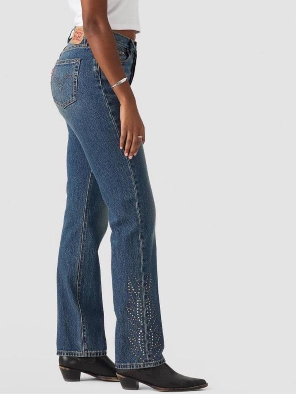 Levi's Dark Blue Flare Jeans with Embellished Lower Leg
